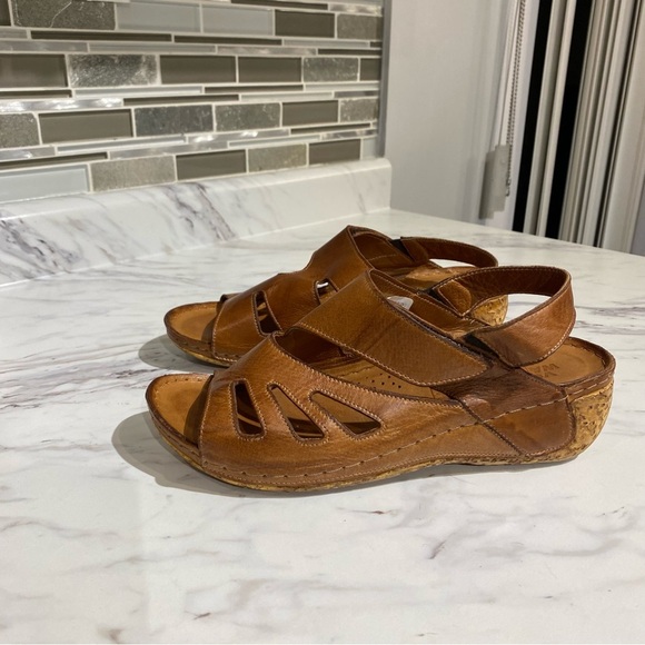 Volks Walkers sandals leather cork wedges handmade - Picture 3 of 12